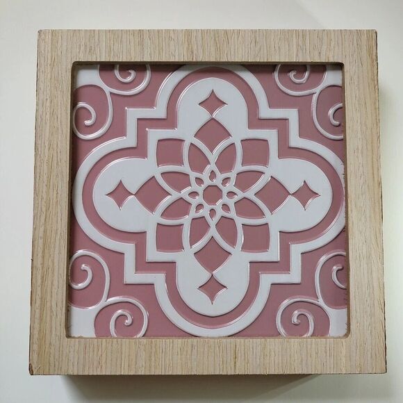 Lot of 3 Modern Cottage Decorative & Framed Ceiling Tile Plaque Wall Decor - Picture 6 of 11